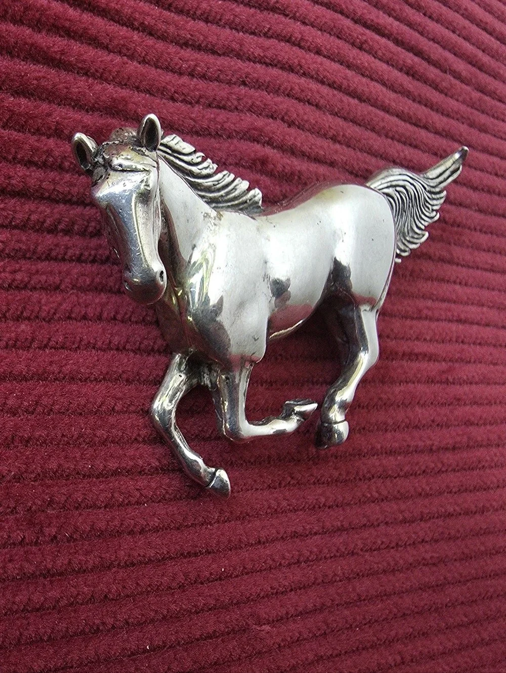 Authentic Glenn Sandoval Running Horse Brooch Navajo Sterling Silver - PAIR